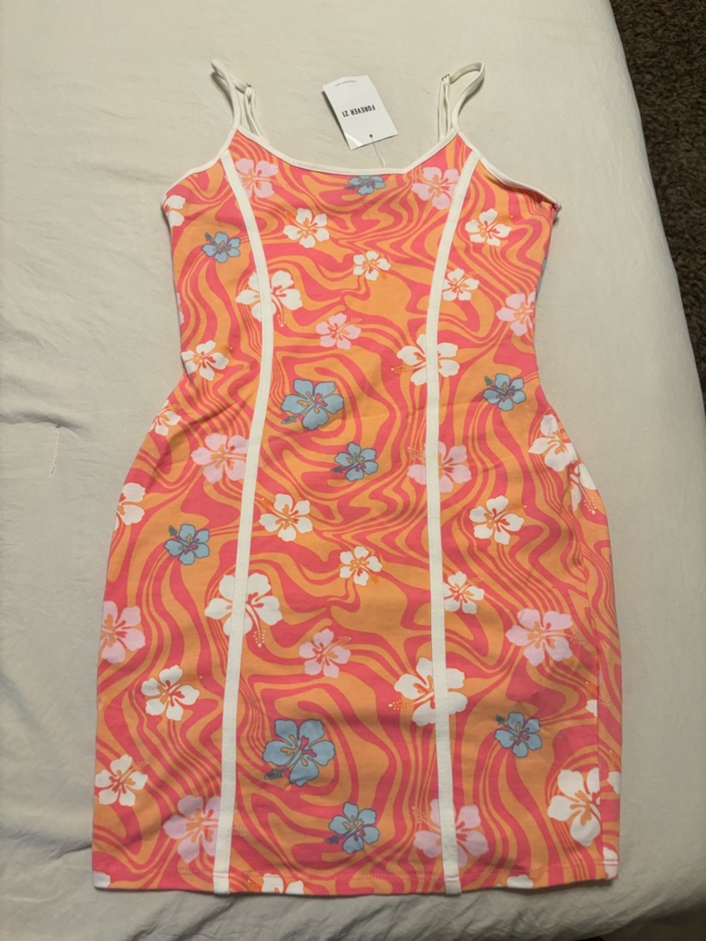 Forever 21 Pink and Orange Swirl Tank Dress